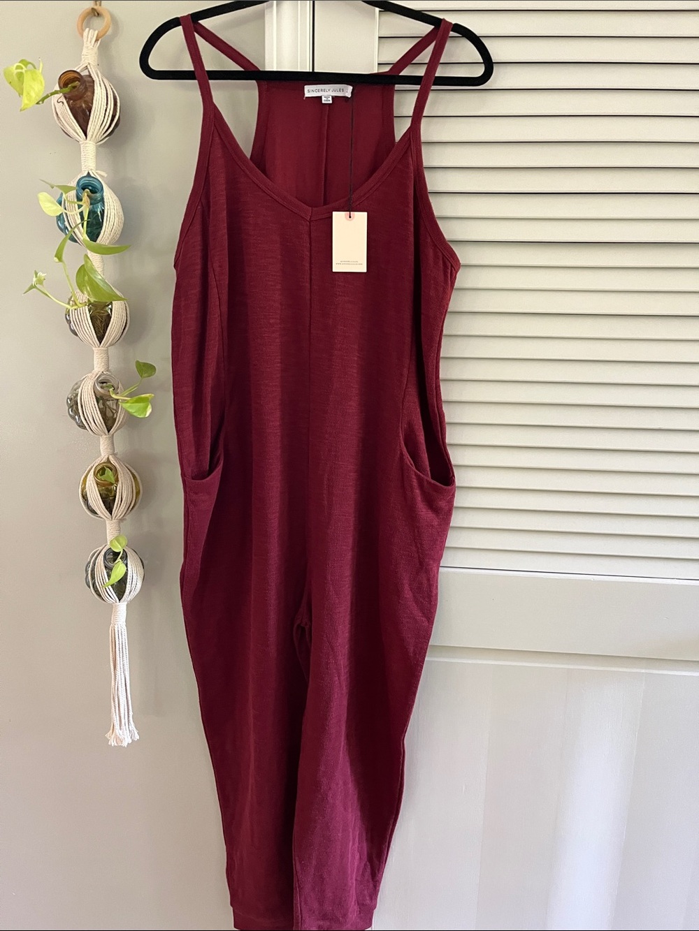 Sincerely Jules Burgundy V-Neck  Jumpsuit